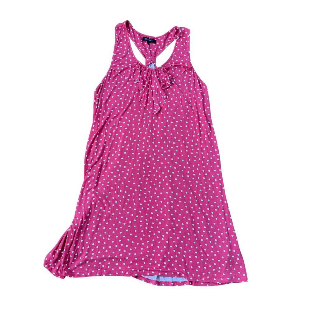 Ellen Tracy Pink White Polka Dot Pajama Top Dress Size XL Stretch Comfort